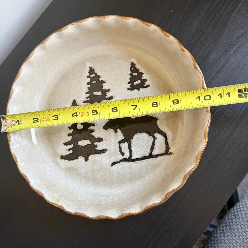 Woodland Collection Moose Pine Tree Ceramic Pie Dish 10.5